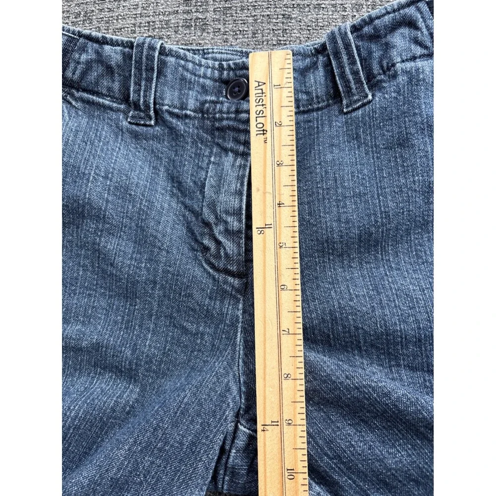 Womens Dark Wash‎ Denim Bermuda Shorts Cargo Pockets Adjustable Waist Size 27